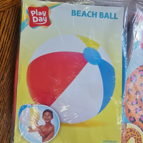 2 Piece Summer Fun Inflatable Tube & Beach Ball BRAND NEW - Picture 2 of 4